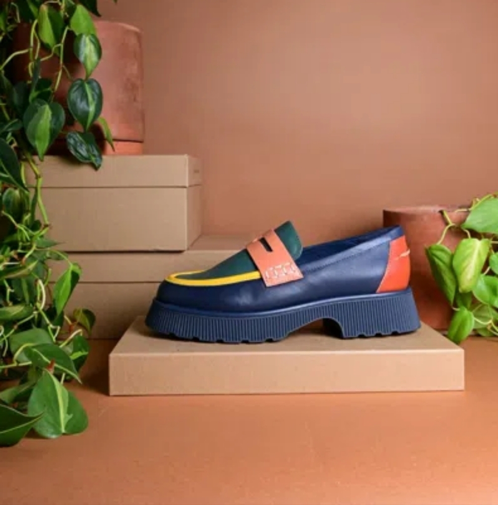 Charlotte Stone Adam V2 Platform Loafers in Navy - Picture 6 of 9